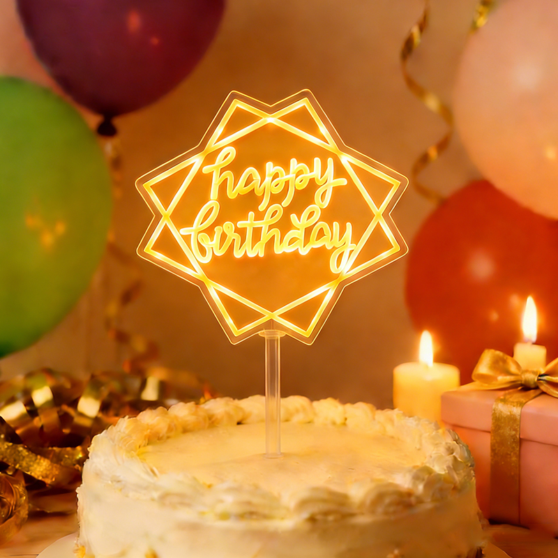 LED light up Cake Topper Happy - Up Lighting Decor 评论和价格