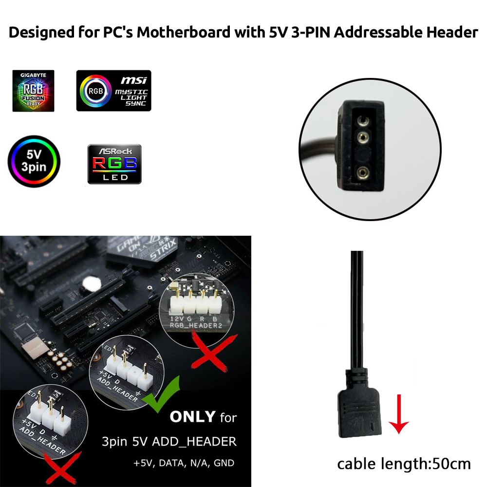 5V ARGB 3Pin Header for Asus A - Lighting Bolt Decor 评论和价格