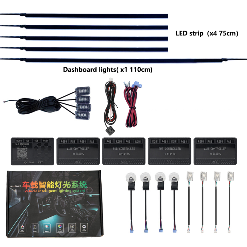 6/18 in 1 RBG 64 Color Car Amb - Lighting Bolt Decor 评论和价格